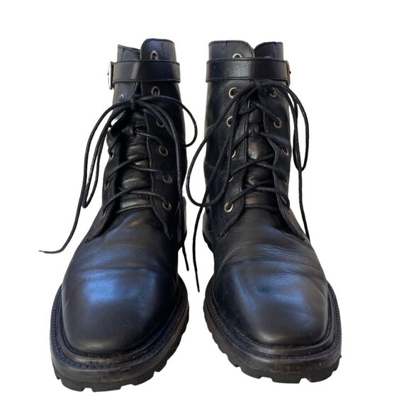 Rachel Comey Dame Kidskin Leather Lace Up Combat Boots Black Size 8.5 - Picture 5 of 12